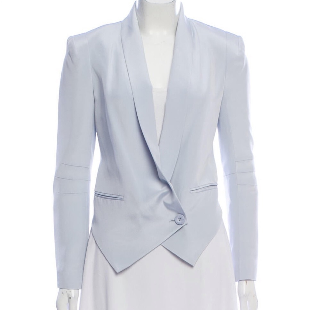 NWT Silk Cropped Blazer Pastel Blue